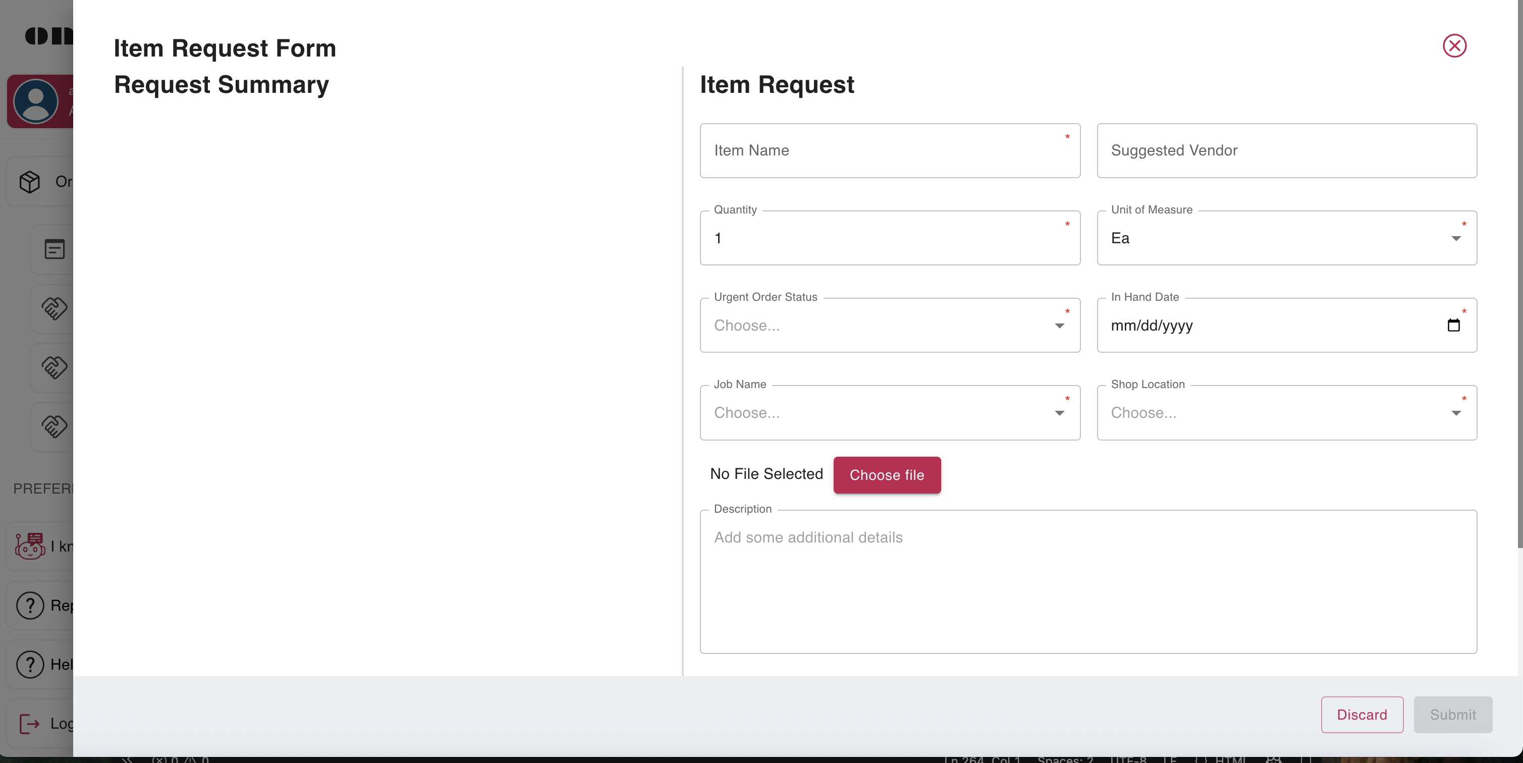 OneXerp Item Request Form
